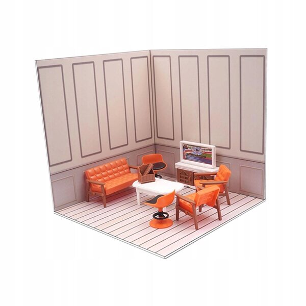 Organizer scenico 1/12 con mobili in PVC per esposizione action figure e modellini