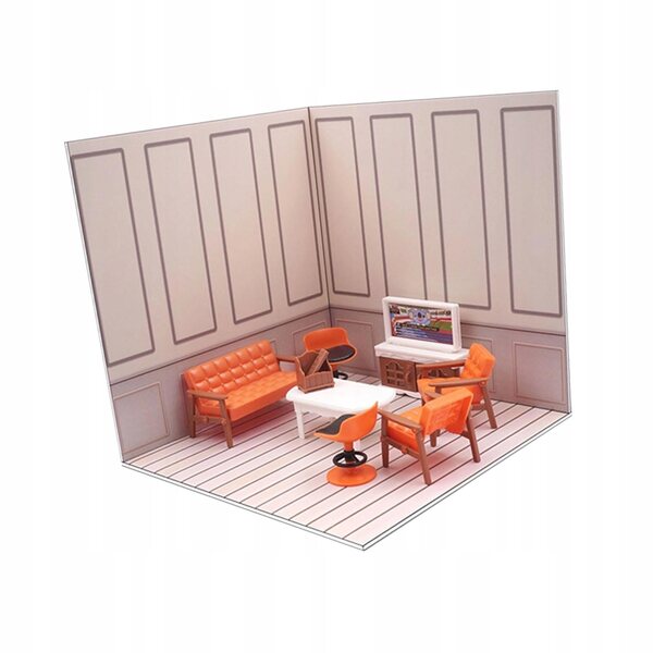 Organizer scenico 1/12 con mobili in PVC per esposizione action figure e modellini