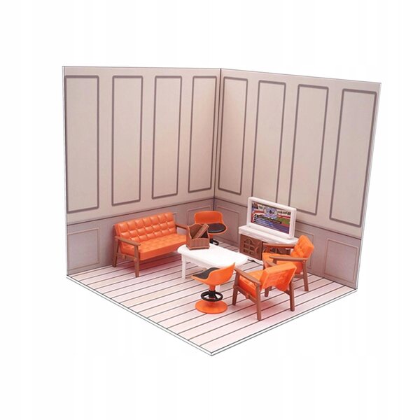 Organizer scenico 1/12 con mobili in PVC per esposizione action figure e modellini