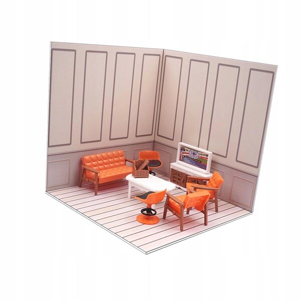 Organizer scenico 1/12 con mobili in PVC per esposizione action figure e modellini