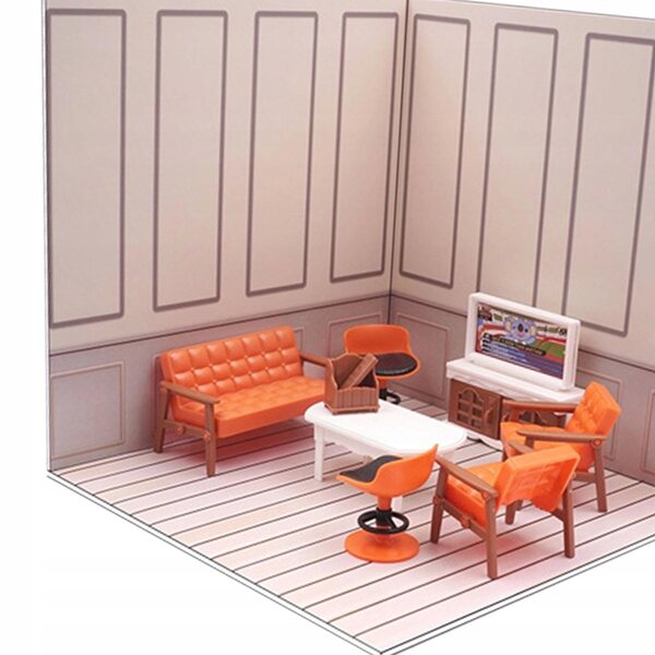 Organizer scenico 1/12 con mobili in PVC per esposizione action figure e modellini