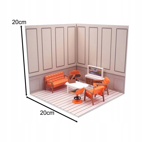 Organizer scenico 1/12 con mobili in PVC per esposizione action figure e modellini