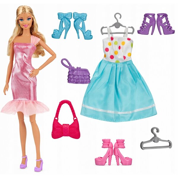 Ein Puppenschrank mit Kleiderschrank und Accessoires + eine KOSTENLOSE 30-cm-Puppe