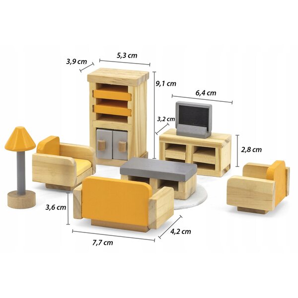 VIGA PolarB Möbelset für Puppenhaus-Wohnzimmer aus sicherem Holz