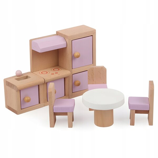 Set di Mobili in Legno Colorati per Casa delle Bambole RECREO 19 pezzi