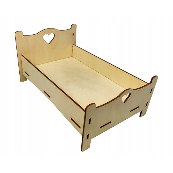 Lettino in legno per bambole 26 cm da montare con colla inclusa