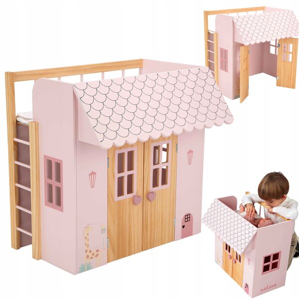 Maison de poupée en bois avec lit de poupée - Arias 21589, ensemble de meubles de jeu