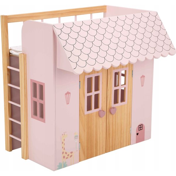 Maison de poupée en bois avec lit de poupée - Arias 21589, ensemble de meubles de jeu