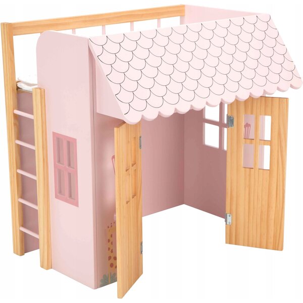 Maison de poupée en bois avec lit de poupée - Arias 21589, ensemble de meubles de jeu