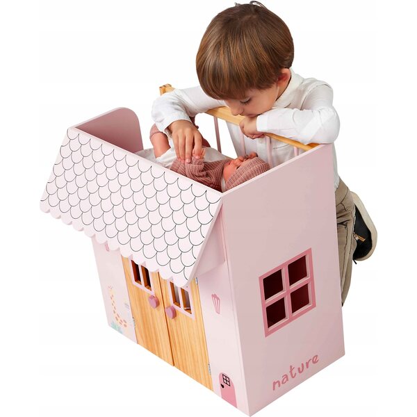Maison de poupée en bois avec lit de poupée - Arias 21589, ensemble de meubles de jeu