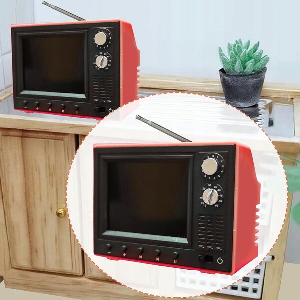 Mini Televisore LED USB Rosso per Dollhouse Scala 1:12 con Funzioni Complete