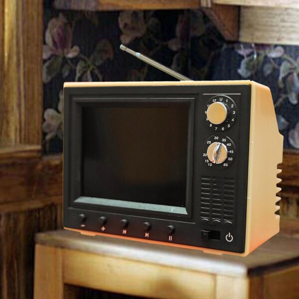 Mini televisore LED per casa delle bambole scala 1:12 con USB giallo