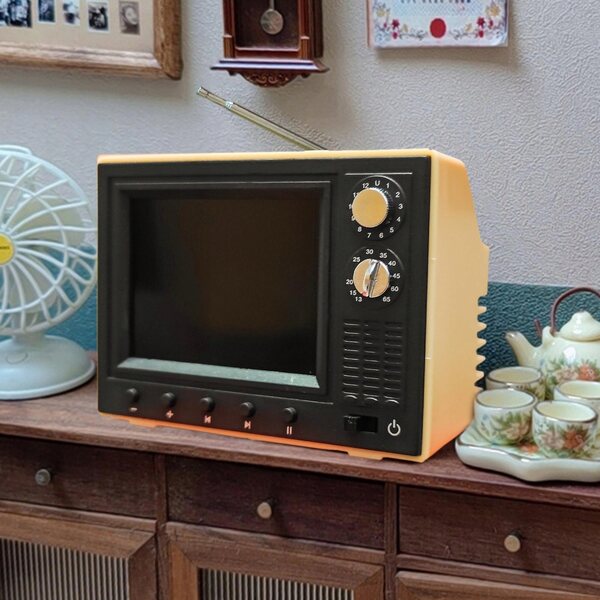 Mini televisore LED per casa delle bambole scala 1:12 con USB giallo