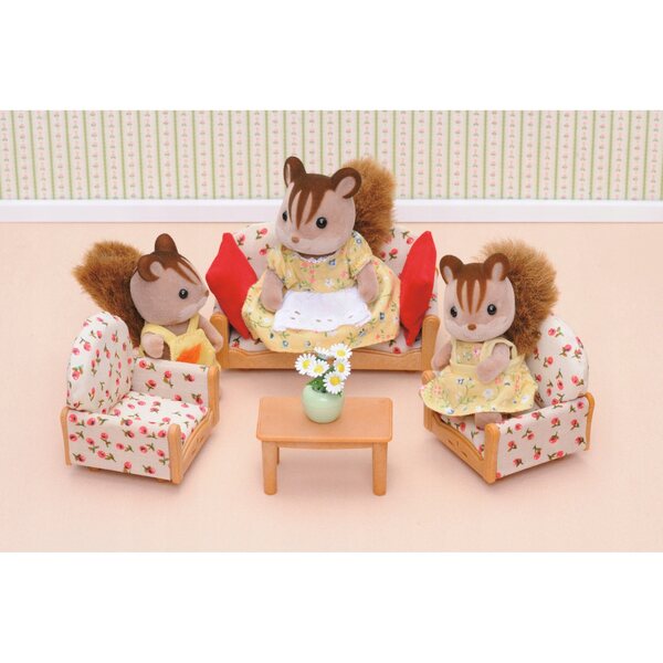 Sylvanian Families Set Salotto Tre Elementi con Tavolino e Cuscini Colorati