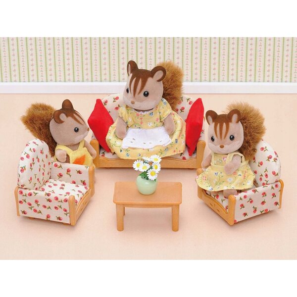 Sylvanian Families Set Salotto Tre Elementi con Tavolino e Cuscini Colorati