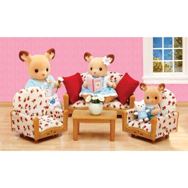 Sylvanian Families Set Salotto Tre Elementi con Tavolino e Cuscini Colorati
