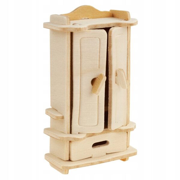 3D-Holzmöbel für ein Puppenhaus, Set mit 34 Elementen, DIY-Dekoration