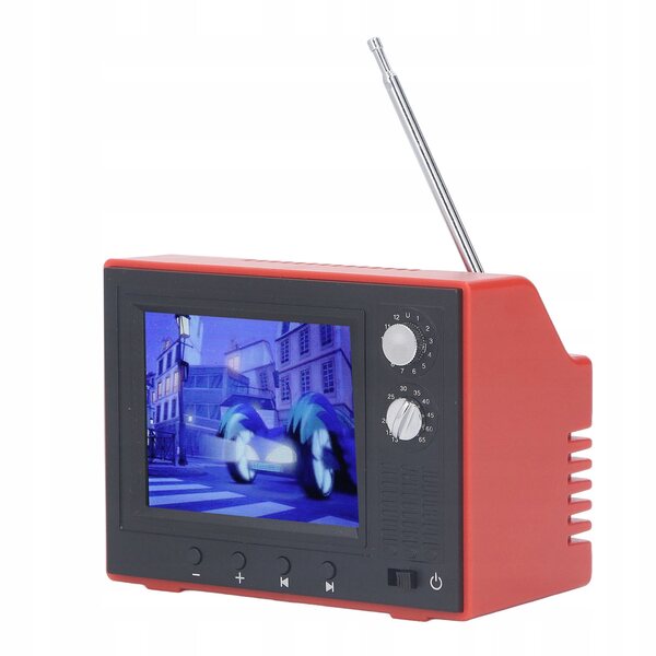 Puppenhausfernseher aus Kunststoff im Retro-Stil mit Beleuchtung und Batterie