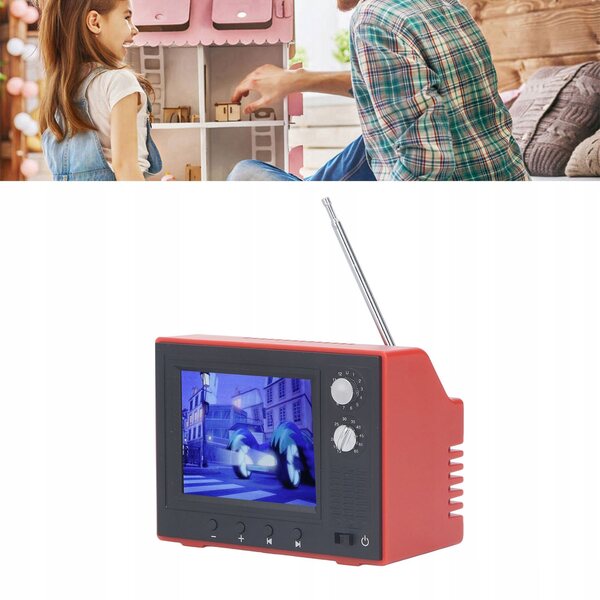 Televisore per casa delle bambole in plastica stile retrò con luci e batteria
