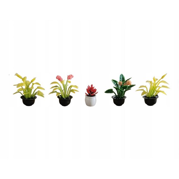 Puppenhaus-Miniaturblumen-Set mit 5 Stück aus Kunststoff, Höhe 4 cm
