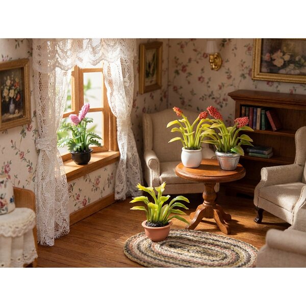 Fiori in miniatura per casa delle bambole set 5 pz in plastica altezza 4 cm