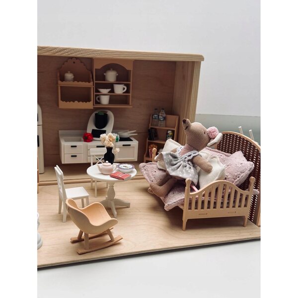 Maison en bois portable pour souris et poupées avec accessoires détaillés