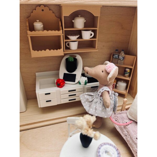 Maison en bois portable pour souris et poupées avec accessoires détaillés