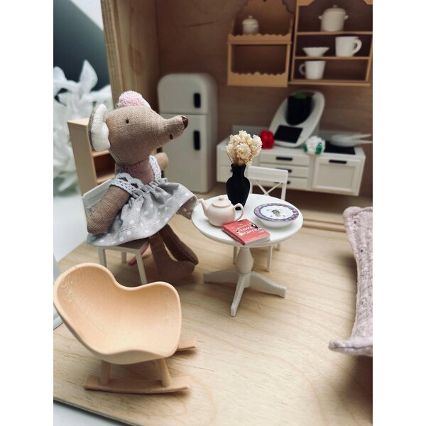 Maison en bois portable pour souris et poupées avec accessoires détaillés