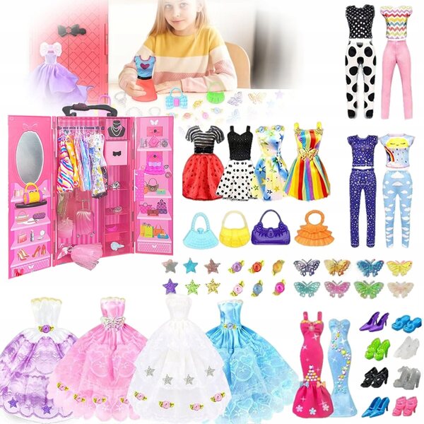 Komplettes Puppenkleidungs- und Zubehörset mit Kleiderschrank und XXL-Schuhen