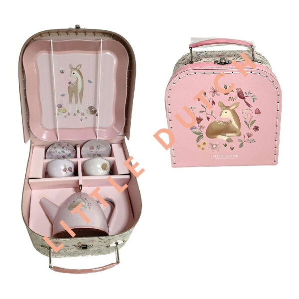 Little Dutch Fairy Garden Teeservice aus rosafarbenem Metall, perfekt für Kinder ab 3 Jahren