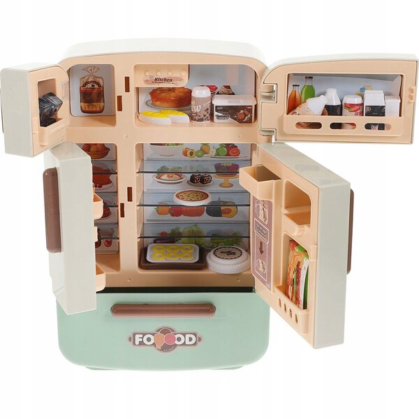 Mini frigorifero giocattolo con set di cibo per casa delle bambole colorato