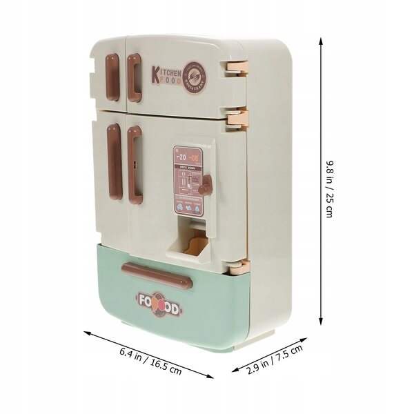 Mini frigorifero giocattolo con set di cibo per casa delle bambole colorato