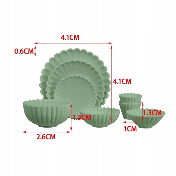 Set 8 pezzi accessori cucina miniatura 1:6 per casa delle bambole verde