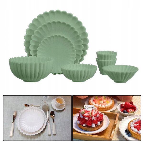 Set 8 pezzi accessori cucina miniatura 1:6 per casa delle bambole verde