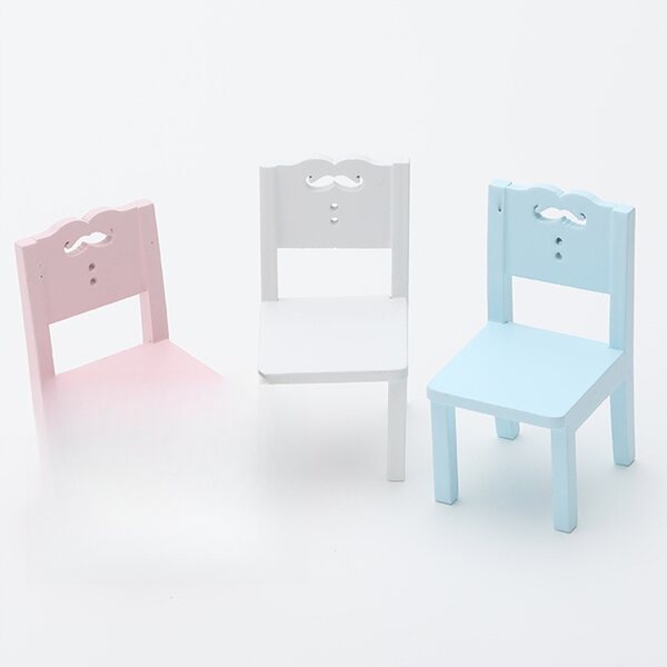 Set mini camere per bambole in legno rosa: tavolo e 2 sedie resistenti