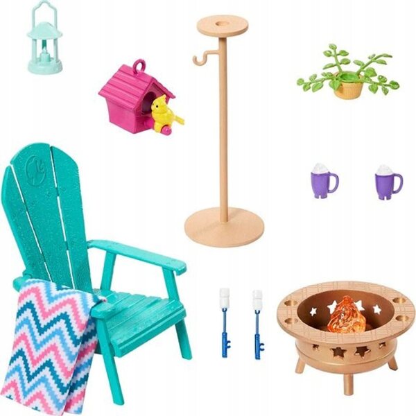 Barbie-Gartengrill mit Möbeln und Zubehör zum Thema kreative Spiele für Kinder