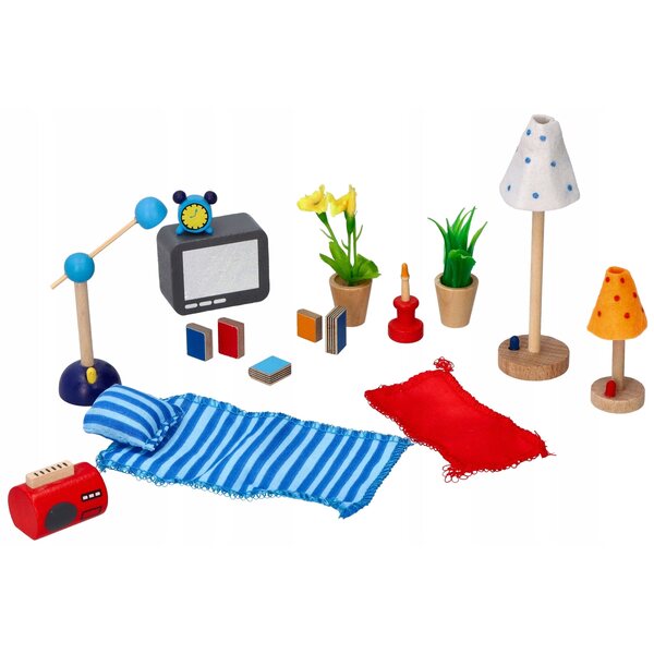 Accessori in legno per casa delle bambole Goki set 19 pezzi per bambini 4+