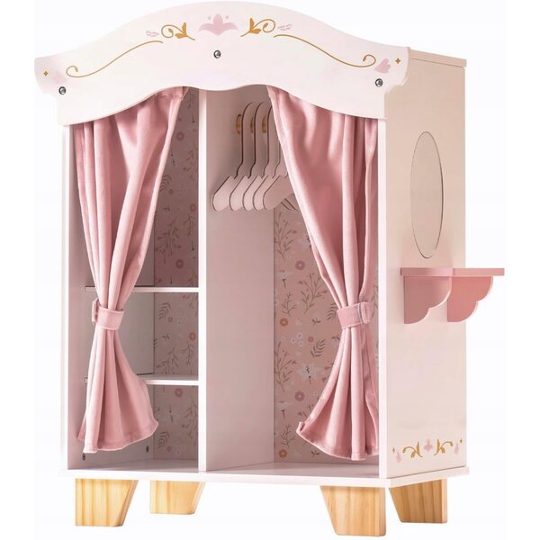 Armadio in legno per bambole ROBUD con specchio e 5 grucce per bambini 3+