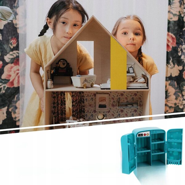 Mini frigorifero in ABS decorativo per casette giocattolo, colore blu 12x7x6 cm