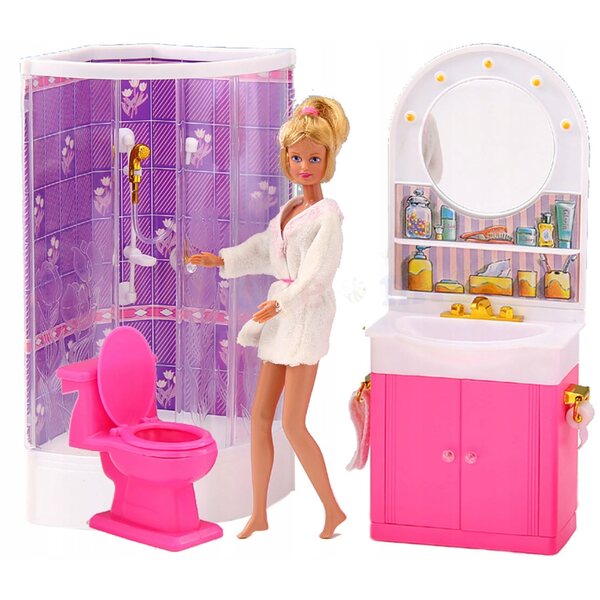 Deluxe Badezimmermöbel-Set für Puppenhaus 29 cm mit komplettem Zubehör