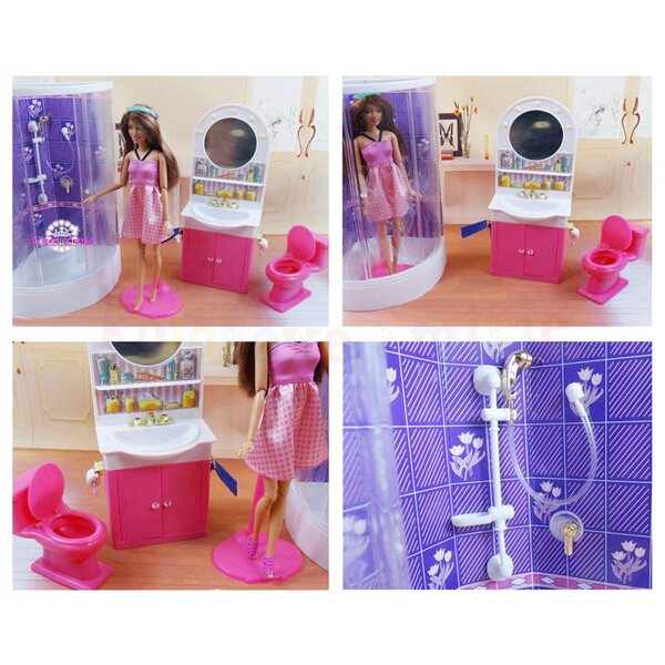 Deluxe Badezimmermöbel-Set für Puppenhaus 29 cm mit komplettem Zubehör