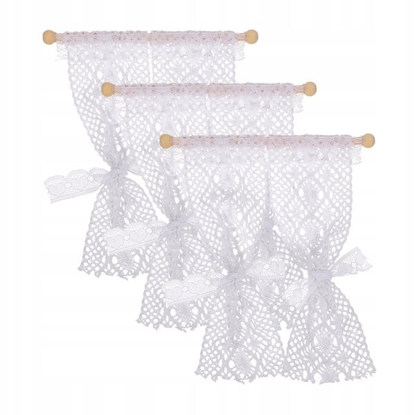 Set 3 Mini Tende in Pizzo per Case delle Bambole in Legno Decorazione Realistica