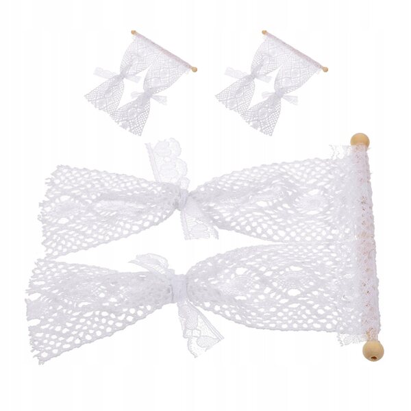 Set 3 Mini Tende in Pizzo per Case delle Bambole in Legno Decorazione Realistica