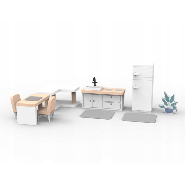 Holzmöbel-Set für Puppenhausküche, Lernspiel 3+