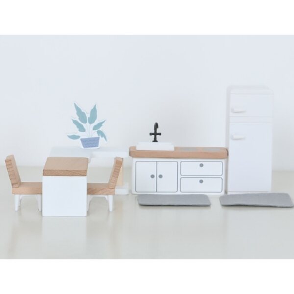 Holzmöbel-Set für Puppenhausküche, Lernspiel 3+