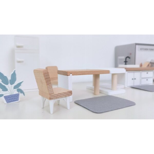 Holzmöbel-Set für Puppenhausküche, Lernspiel 3+