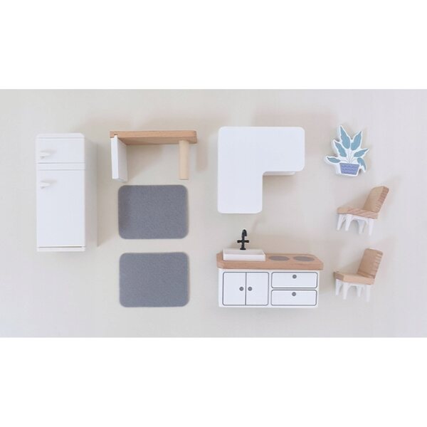 Holzmöbel-Set für Puppenhausküche, Lernspiel 3+