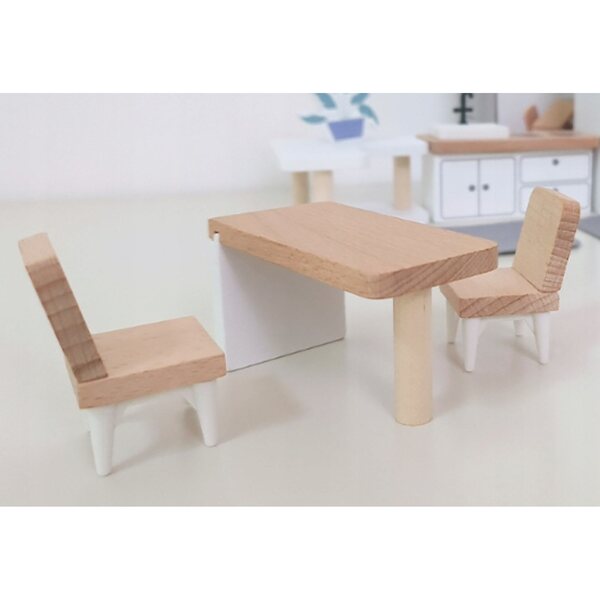 Holzmöbel-Set für Puppenhausküche, Lernspiel 3+