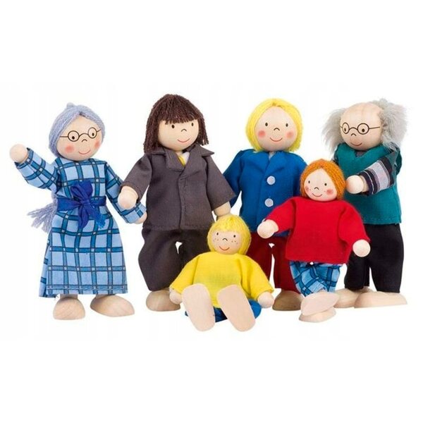 Set di 6 bambole in legno City Family Goki con arti flessibili per bambini 3+