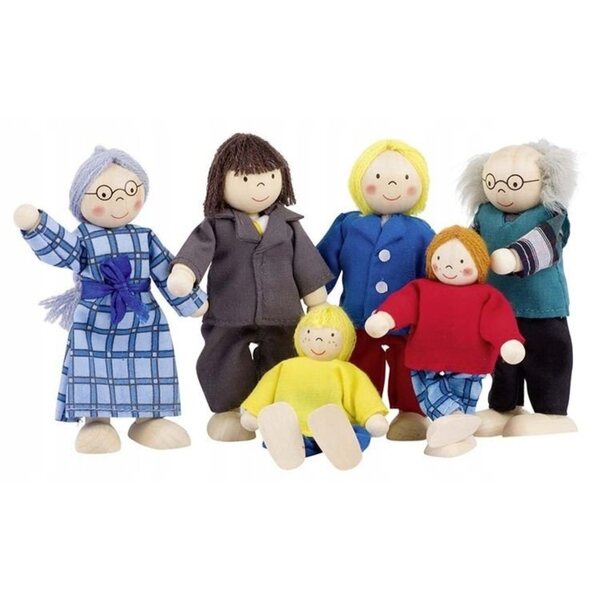 Set di 6 bambole in legno City Family Goki con arti flessibili per bambini 3+